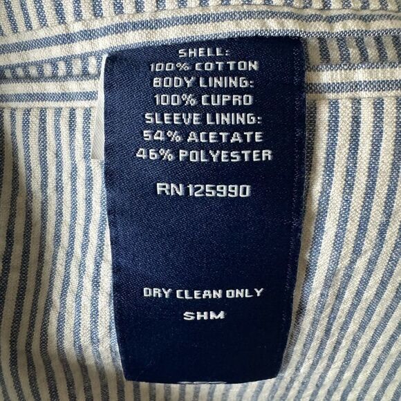 Faconnable Blue White Striped Seersucker Cotton Sport Coat Blazer 56L Preppy - Picture 9 of 12